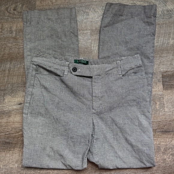 Lauren Ralph Lauren Pants - Lauren Ralph Lauren Adelle Slim Pants 8 Black White Glen Plaid Stretch Trousers